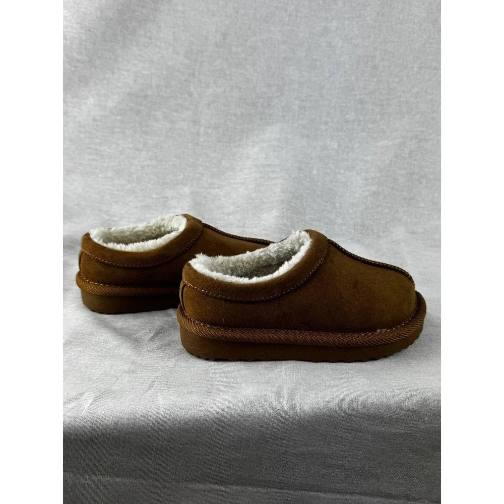 Cat & Jack‎ Toddler Boys Girls Chestnut Faux Suede Fur Lined Slippers Size 7
